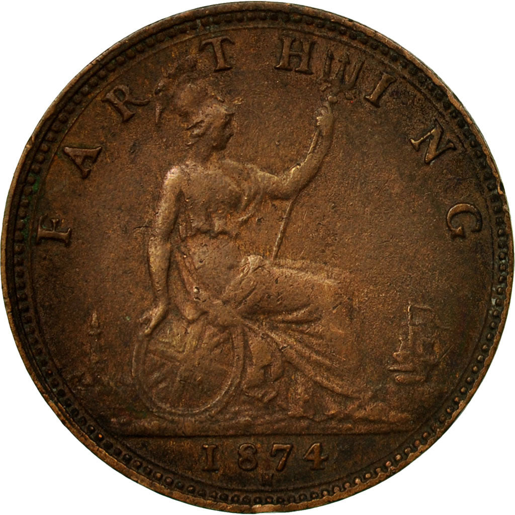 Coin, Great Britain, Victoria, Farthing, 1874, EF(40-45), Bronze, KM:753
