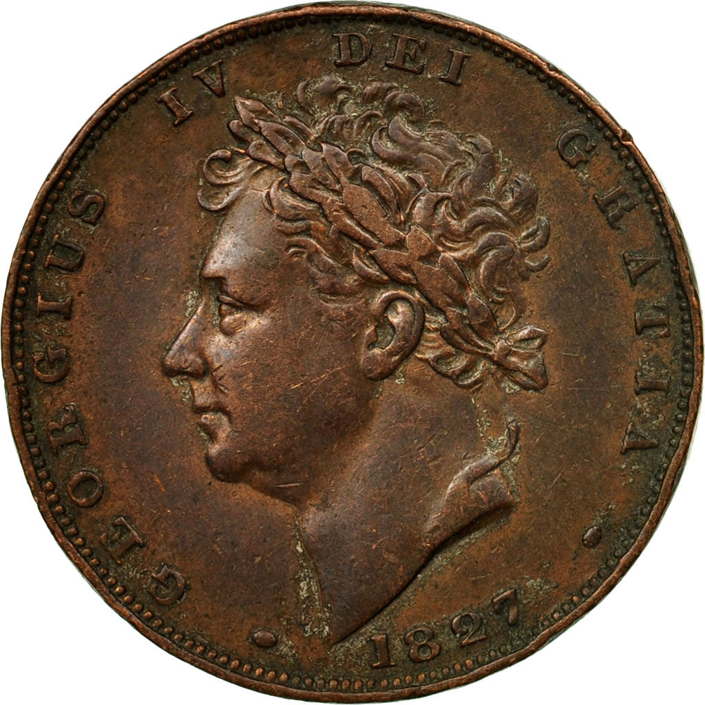 Coin, Great Britain, George IV, Farthing, 1827, EF(40-45), Copper, KM:697