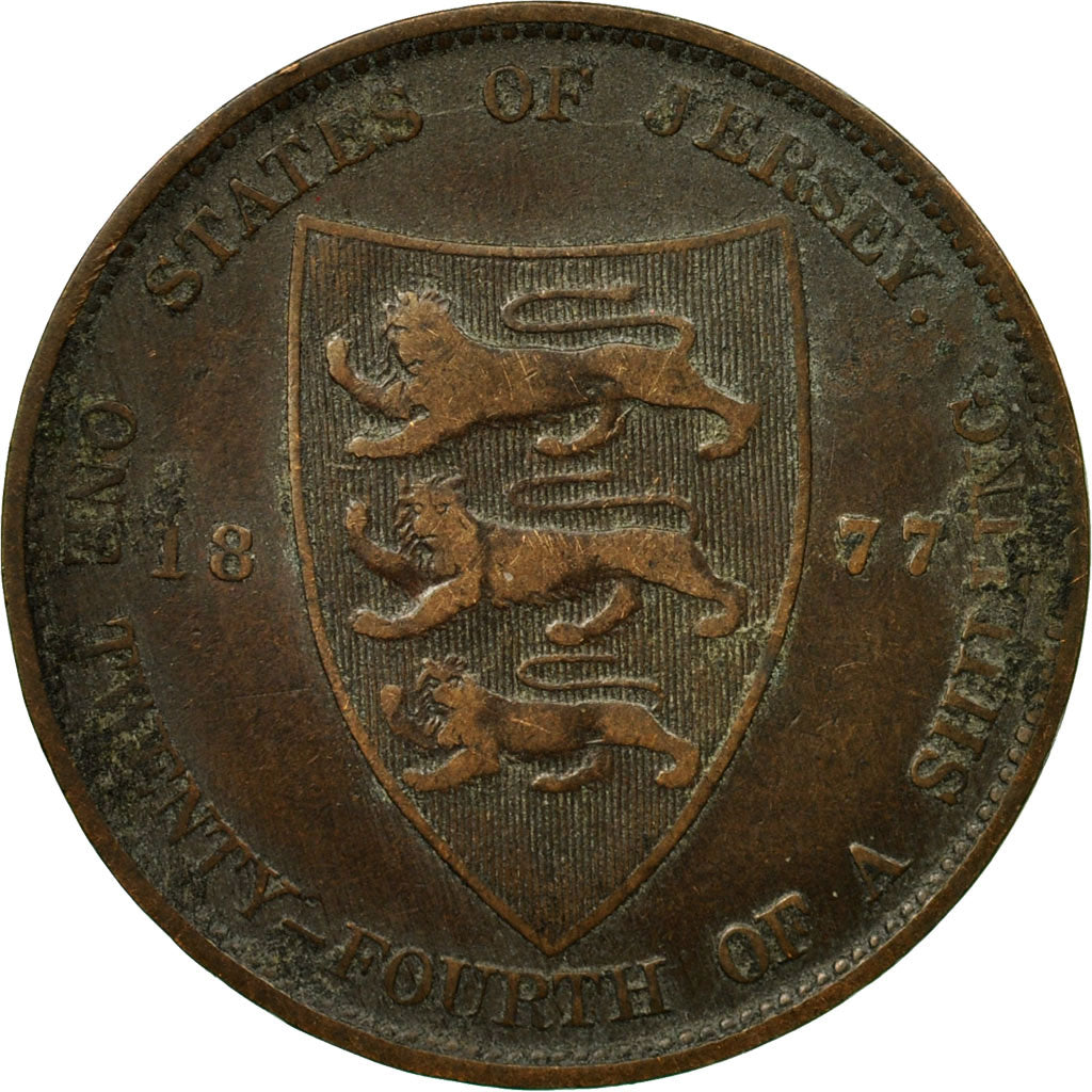 Coin, Jersey, Victoria, 1/24 Shilling, 1877, EF(40-45), Bronze, KM:7