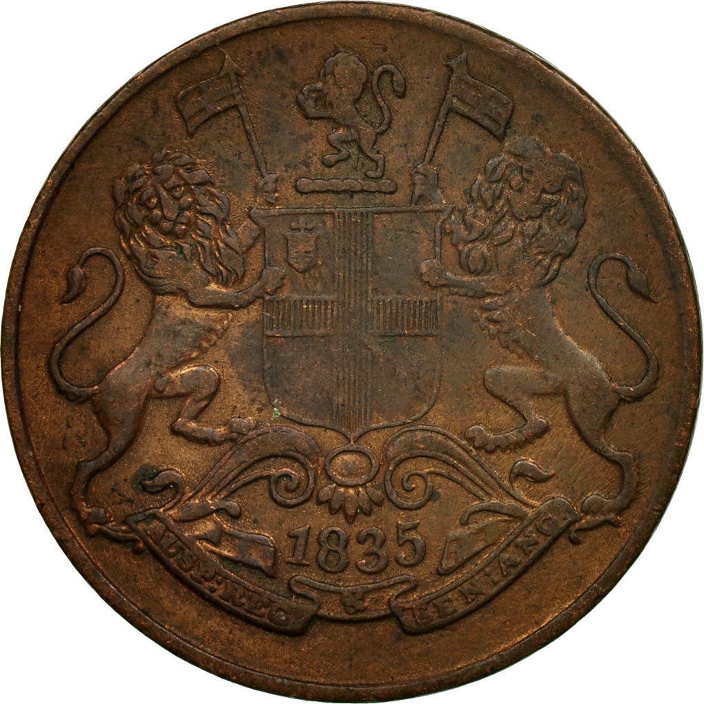Coin, INDIA-BRITISH, 1/4 Anna, 1835, EF(40-45), Copper, KM:446.2