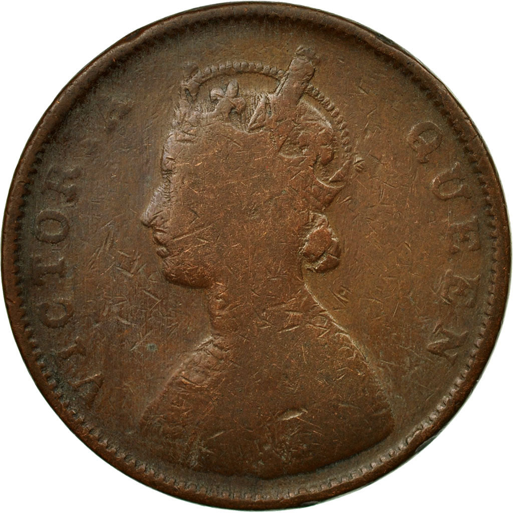Coin, INDIA-BRITISH, Victoria, 1/2 Anna, 1862, VF(20-25), Copper, KM:468