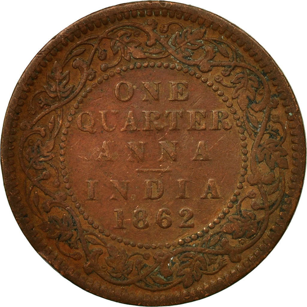 Monnaie, INDIA-BRITISH, Victoria, 1/4 Anna, 1862, TB, Cuivre, KM:467
