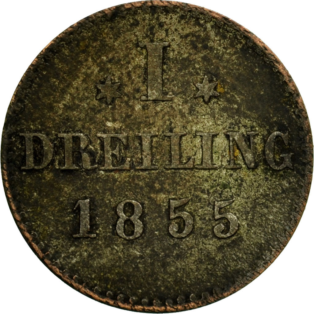 Coin, German States, HAMBURG, Dreiling, 3 Pfennig, 1855, VF(30-35), Silver