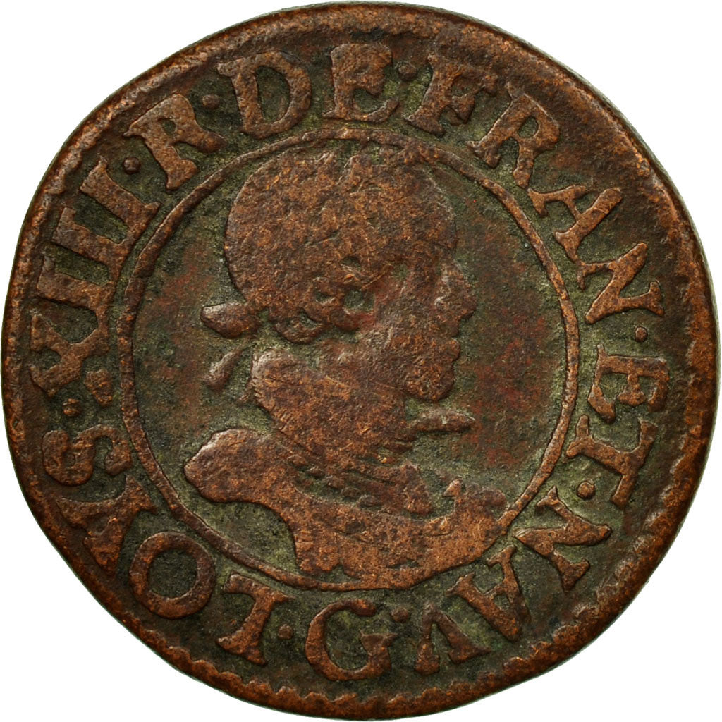 Munten, Frankrijk, Louis XIII, Double tournois, buste enfantin, Double Tournois