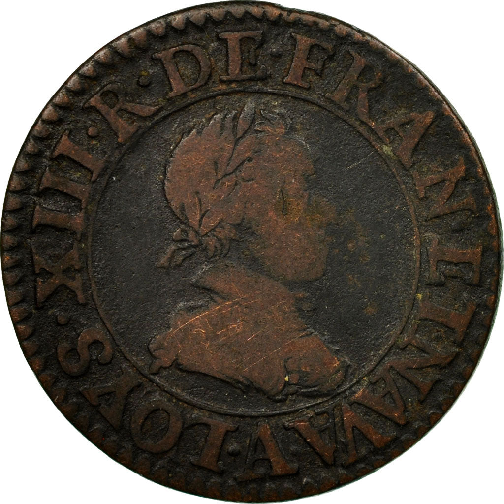Coin, France, Louis XIII, Double tournois, buste enfantin, Double Tournois