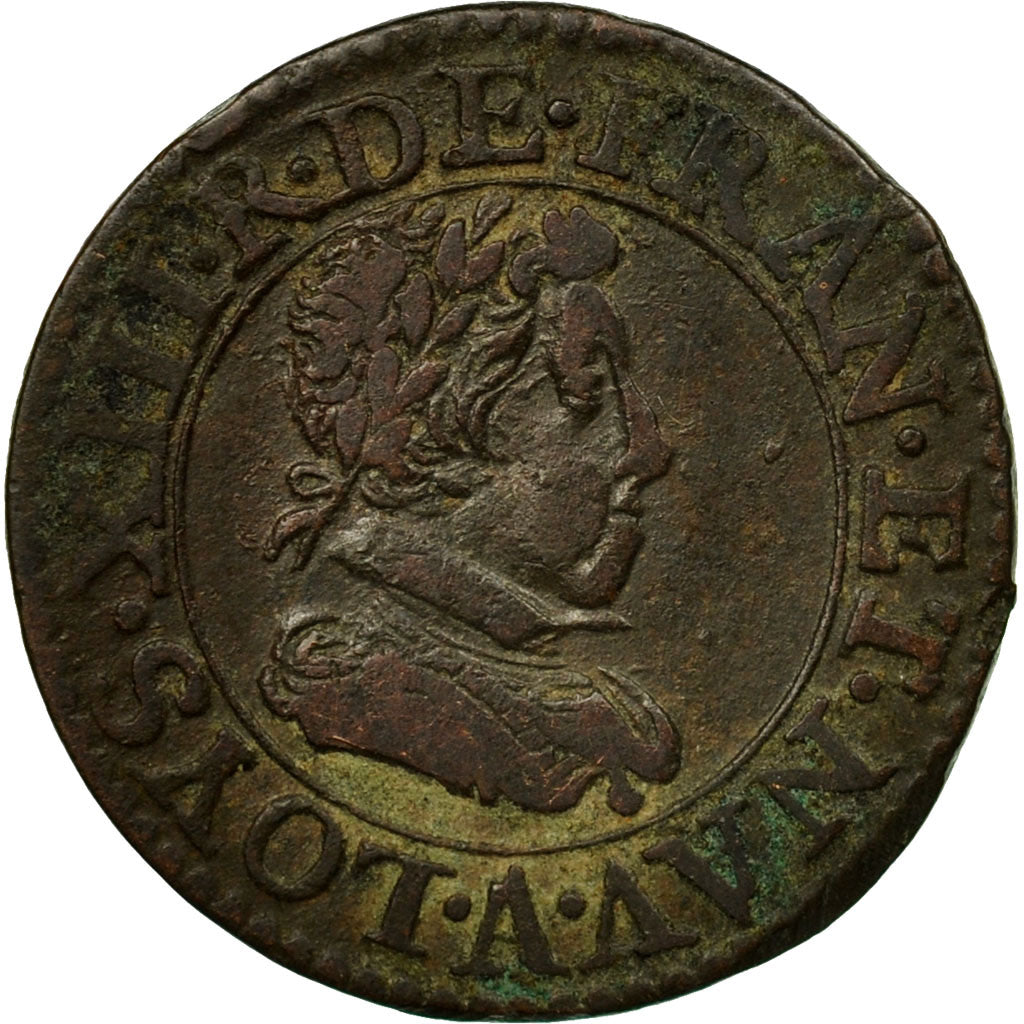 Moneda, Francia, Louis XIII, Double tournois, buste juvénile, Double Tournois