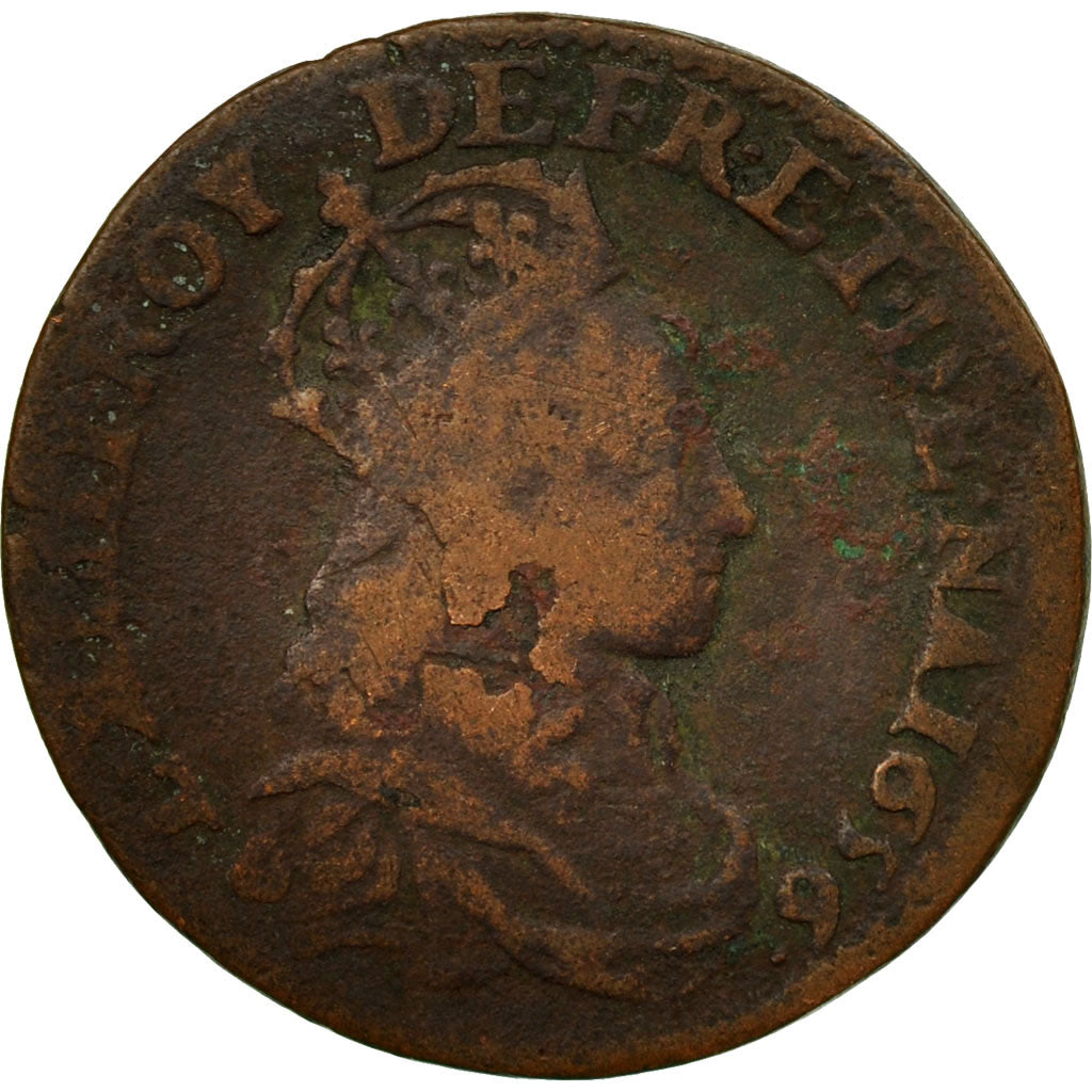 Coin, France, Louis XIV, Liard de France au buste juvénile, deuxième type