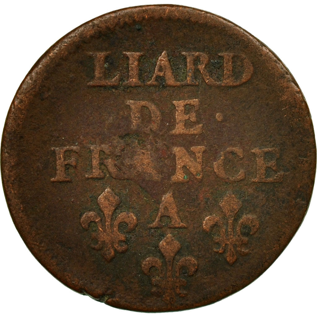 Coin, France, Louis XIV, Liard de France au buste juvénile, deuxième type