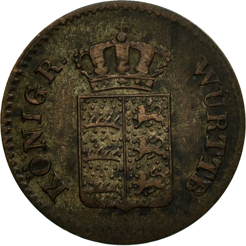 Coin, German States, WURTTEMBERG, Wilhelm I, Kreuzer, 1845, AU(50-53), Silver