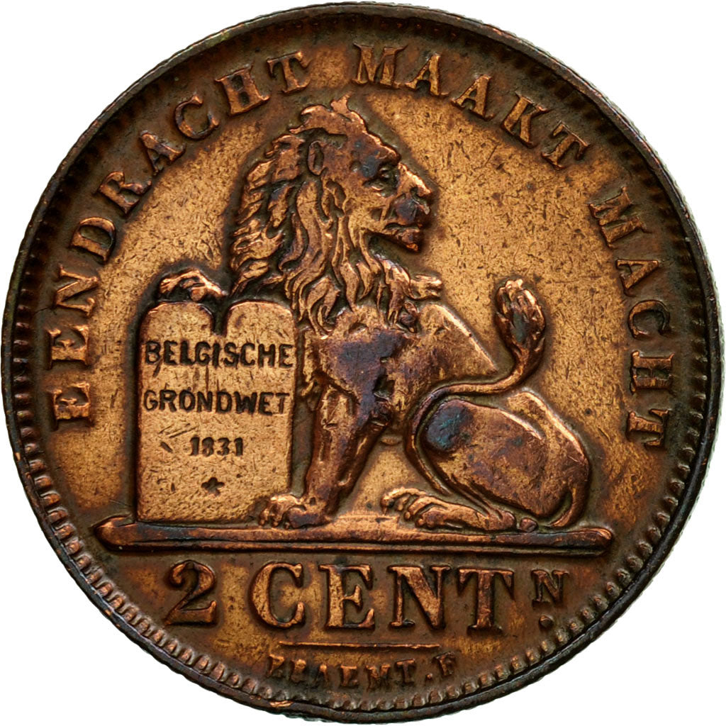 Coin, Belgium, Albert I, 2 Centimes, 1910, AU(50-53), Copper, KM:65