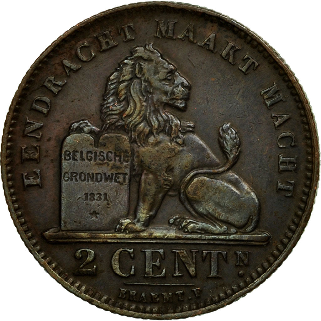 Coin, Belgium, Albert I, 2 Centimes, 1911, AU(50-53), Copper, KM:65