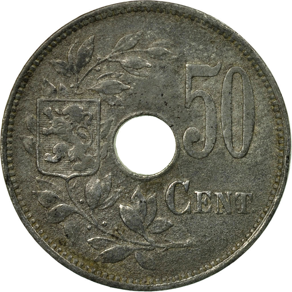 Coin, Belgium, 50 Centimes, 1918, EF(40-45), Zinc, KM:83