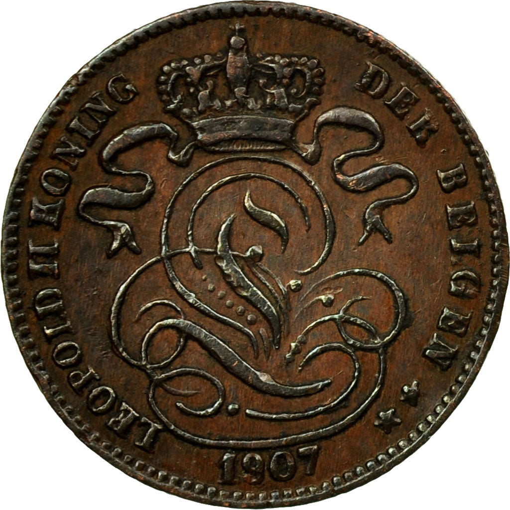 Coin, Belgium, Leopold II, Centime, 1907, EF(40-45), Copper, KM:34.1
