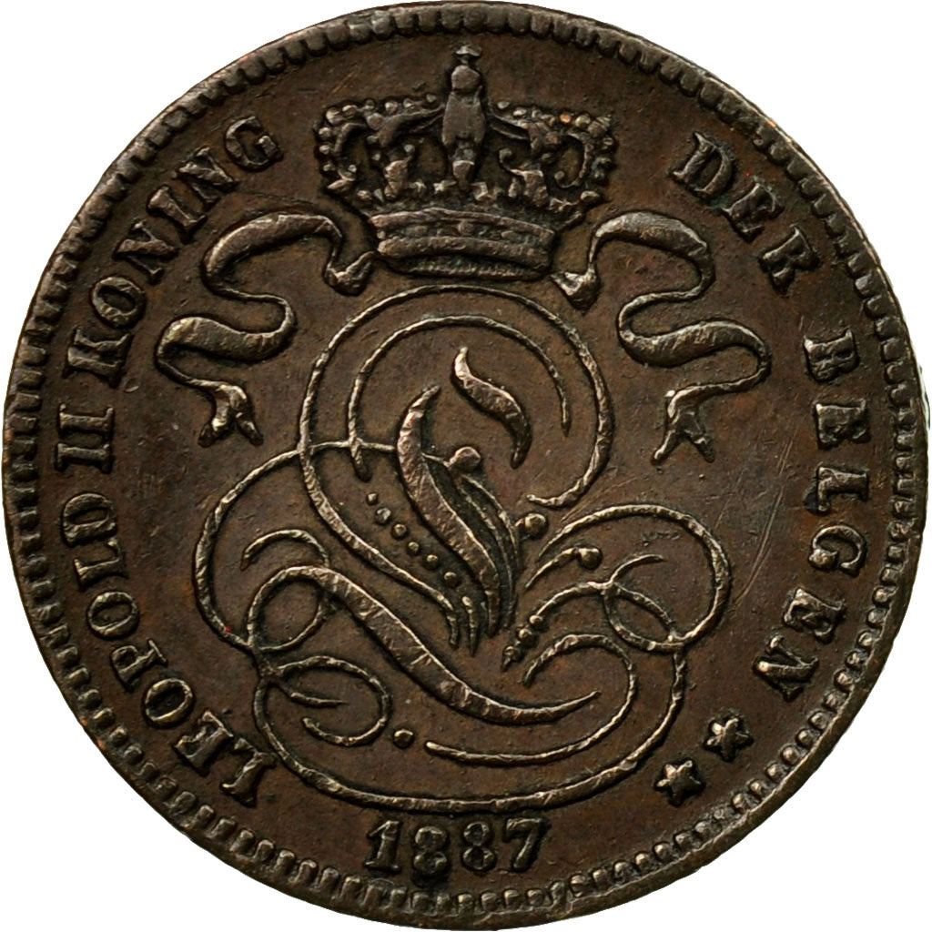 Coin, Belgium, Leopold II, Centime, 1887, EF(40-45), Copper, KM:34.1