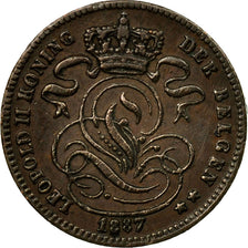 Coin, Belgium, Leopold II, Centime, 1887, EF(40-45), Copper, KM:34.1