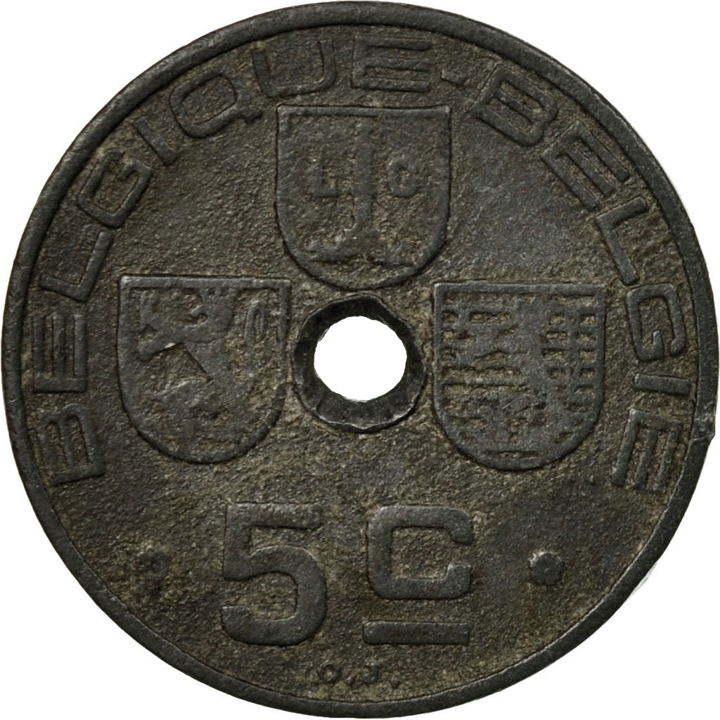 Moneta, Belgio, 5 Centimes, 1941, BB, Zinco, KM:123