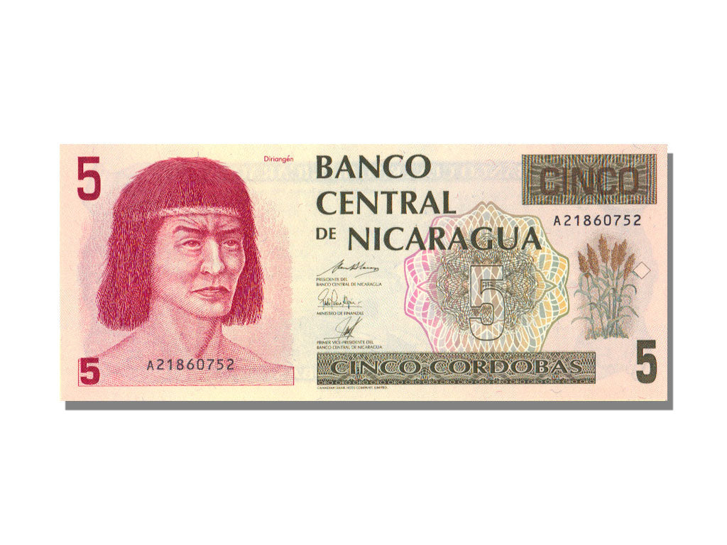 Nicaragua, 5 Cordobas Type Diriangen