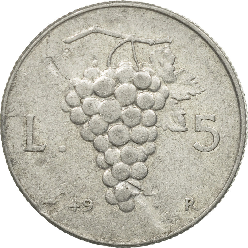 Moneda, Italia, 5 Lire, 1949, Rome, BC, Aluminio, KM:89