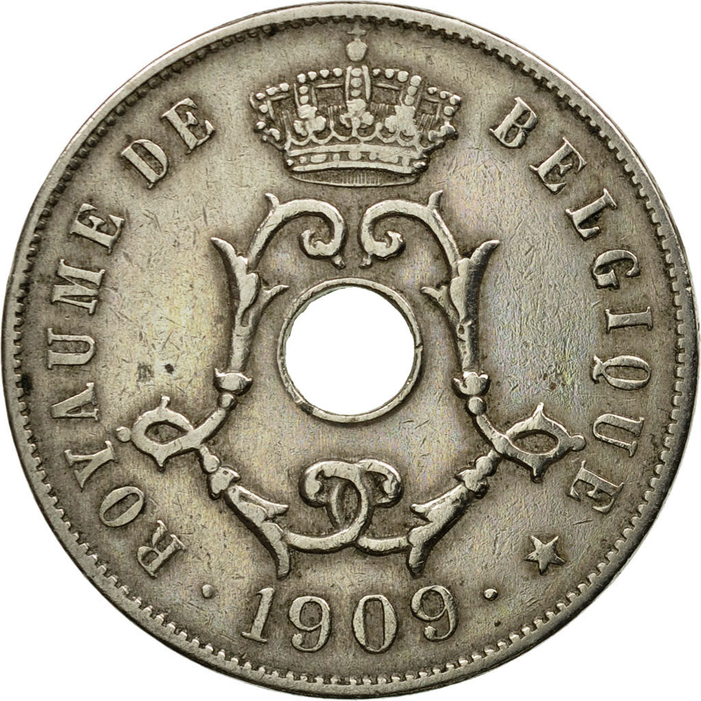 Coin, Belgium, 25 Centimes, 1909, EF(40-45), Copper-nickel, KM:62
