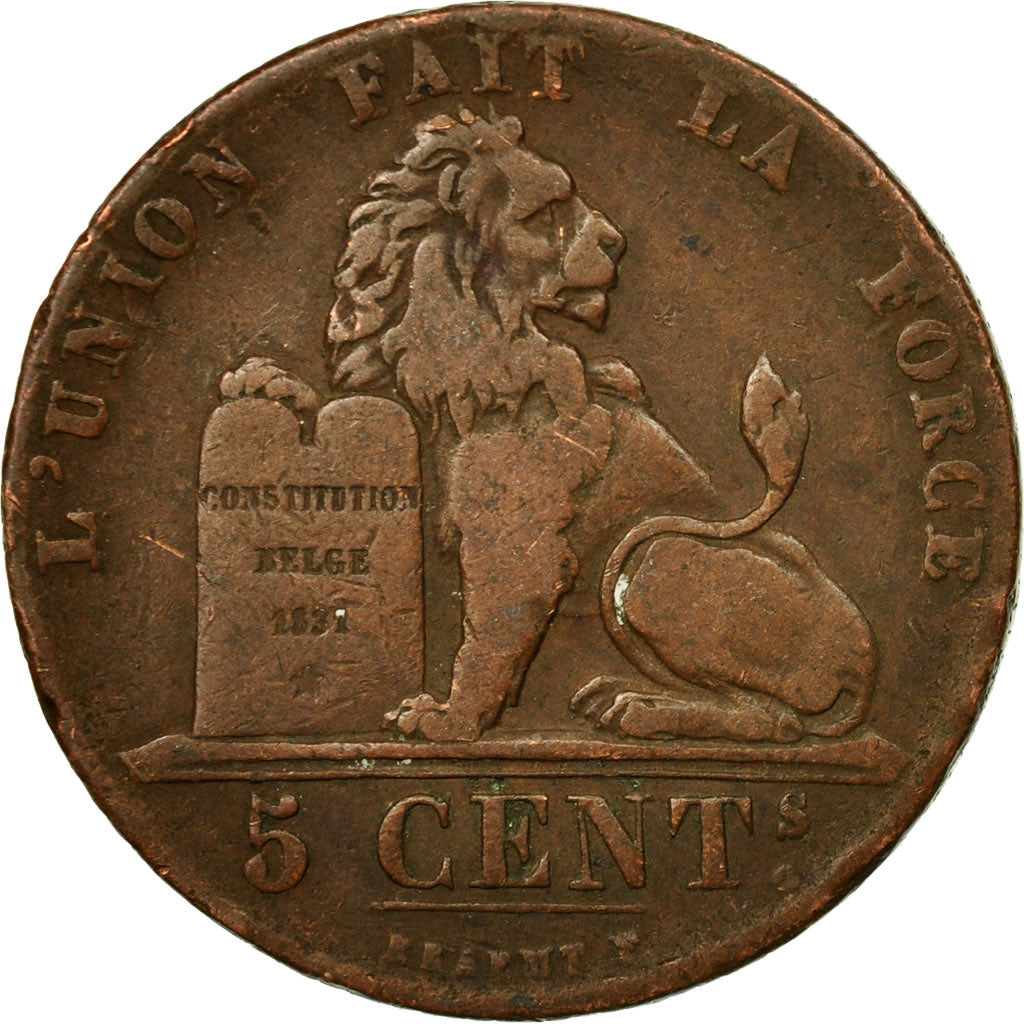 Coin, Belgium, Leopold I, 5 Centimes, 1842, VF(30-35), Copper, KM:5.1