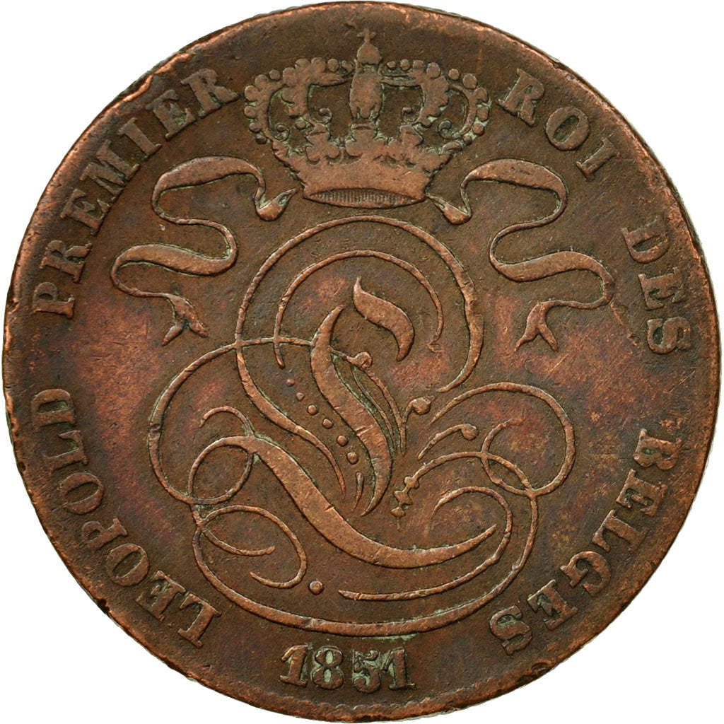 Münze, Belgien, Leopold I, 5 Centimes, 1851, SS, Kupfer, KM:5.2