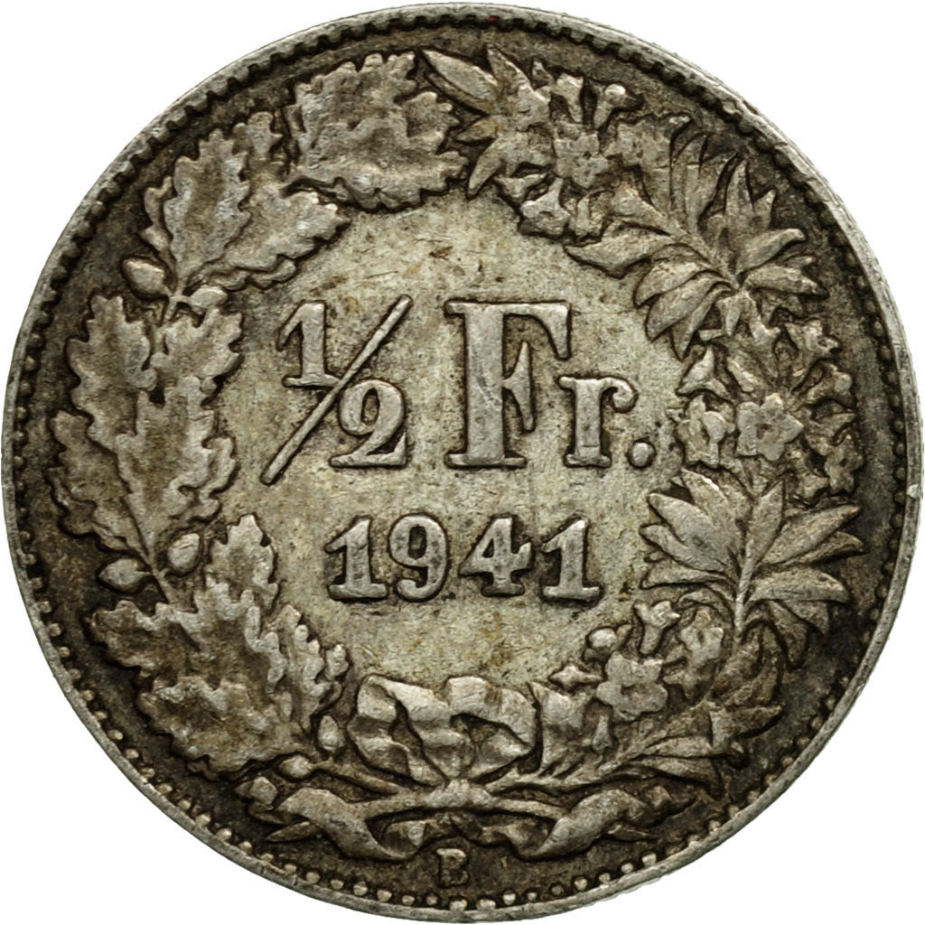 Coin, Switzerland, 1/2 Franc, 1941, Bern, VF(30-35), Silver, KM:23