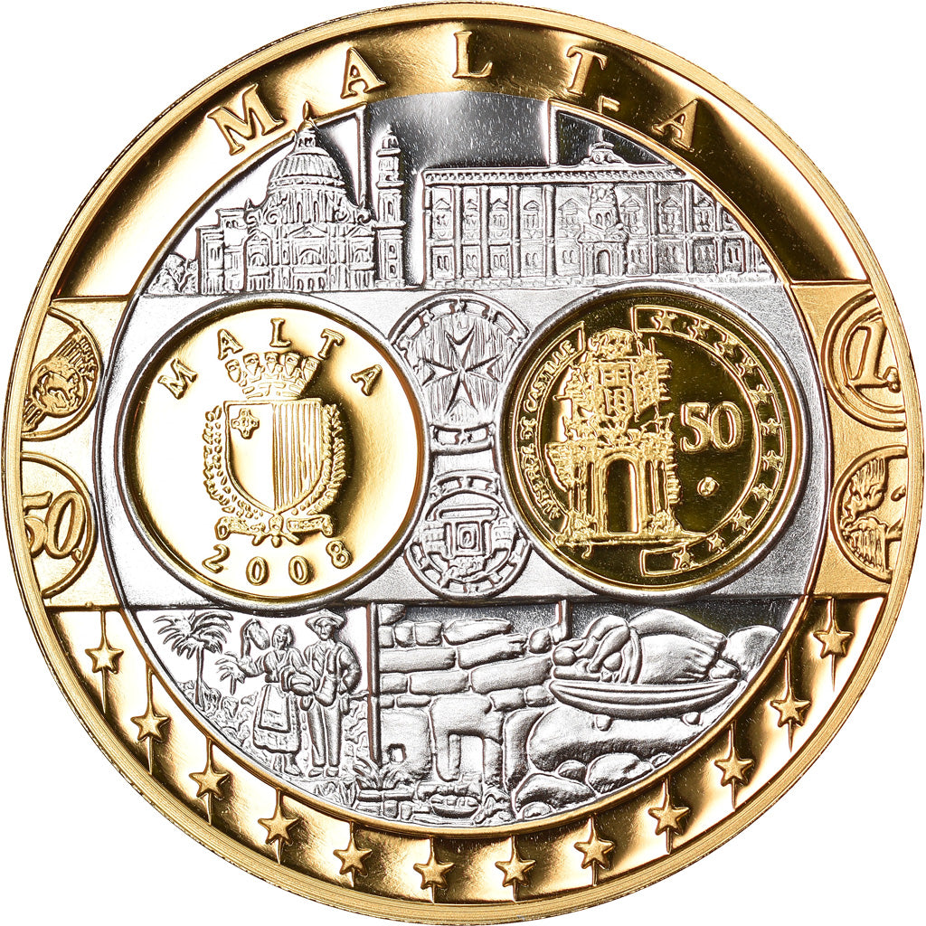 Malta, Medaille, L'Europe, Auberge de Castille, 2008, UNC, Zilver