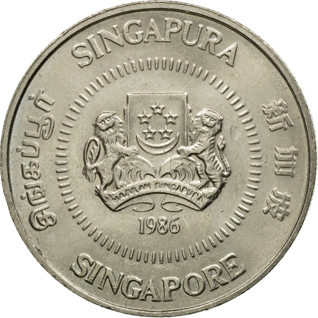 Monnaie, Singapour, 50 Cents, 1986, British Royal Mint, TTB, Copper-nickel