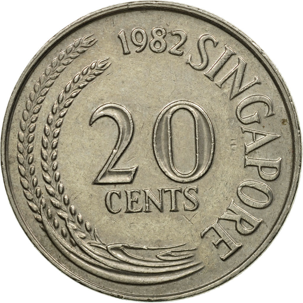 Coin, Singapore, 20 Cents, 1982, Singapore Mint, EF(40-45), Copper-nickel, KM:4