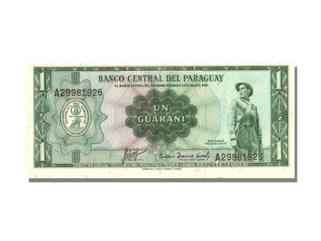 Paraguay, 1 Guaraní, 1952, KM #193b, UNC(65-70), A