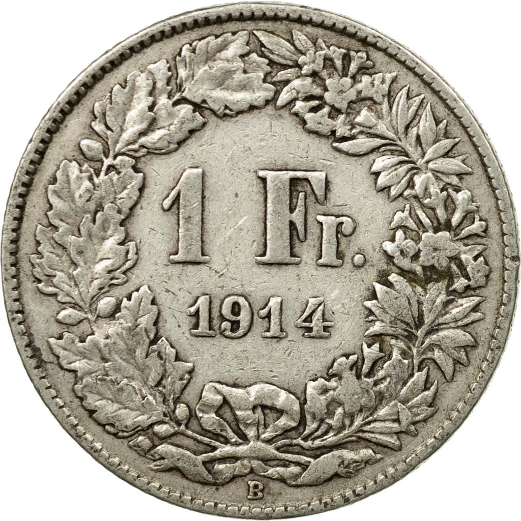 Coin, Switzerland, Franc, 1914, Bern, EF(40-45), Silver, KM:24