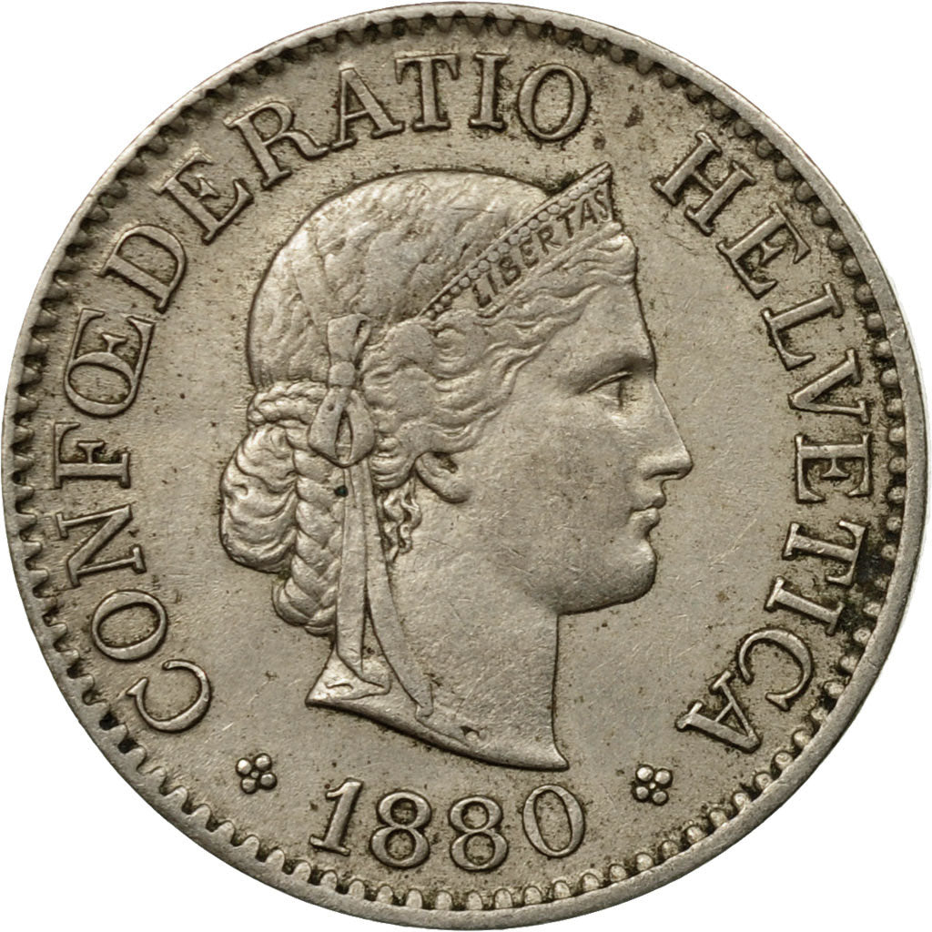 Coin, Switzerland, 10 Rappen, 1880, Bern, EF(40-45), Copper-nickel, KM:27