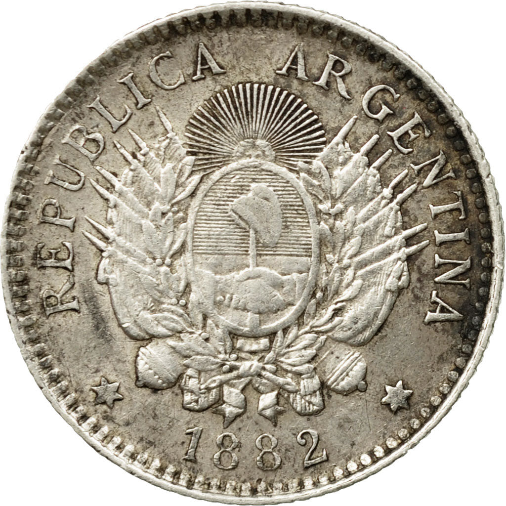 Coin, Argentina, 10 Centavos, 1882, EF(40-45), Silver, KM:26