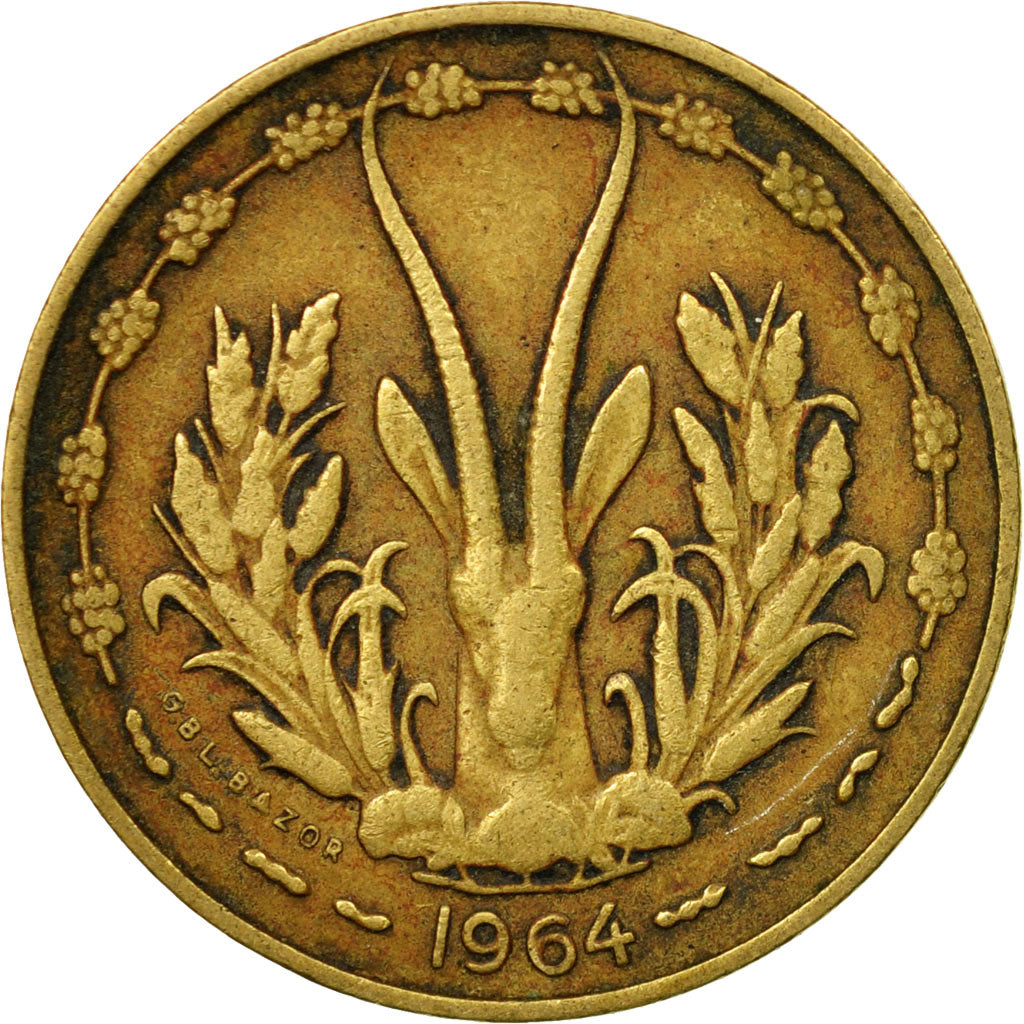 Coin, West African States, 10 Francs, 1964, Paris, VF(30-35), Aluminum-Bronze