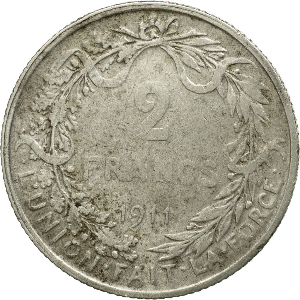 Coin, Belgium, 2 Francs, 2 Frank, 1911, EF(40-45), Silver, KM:74