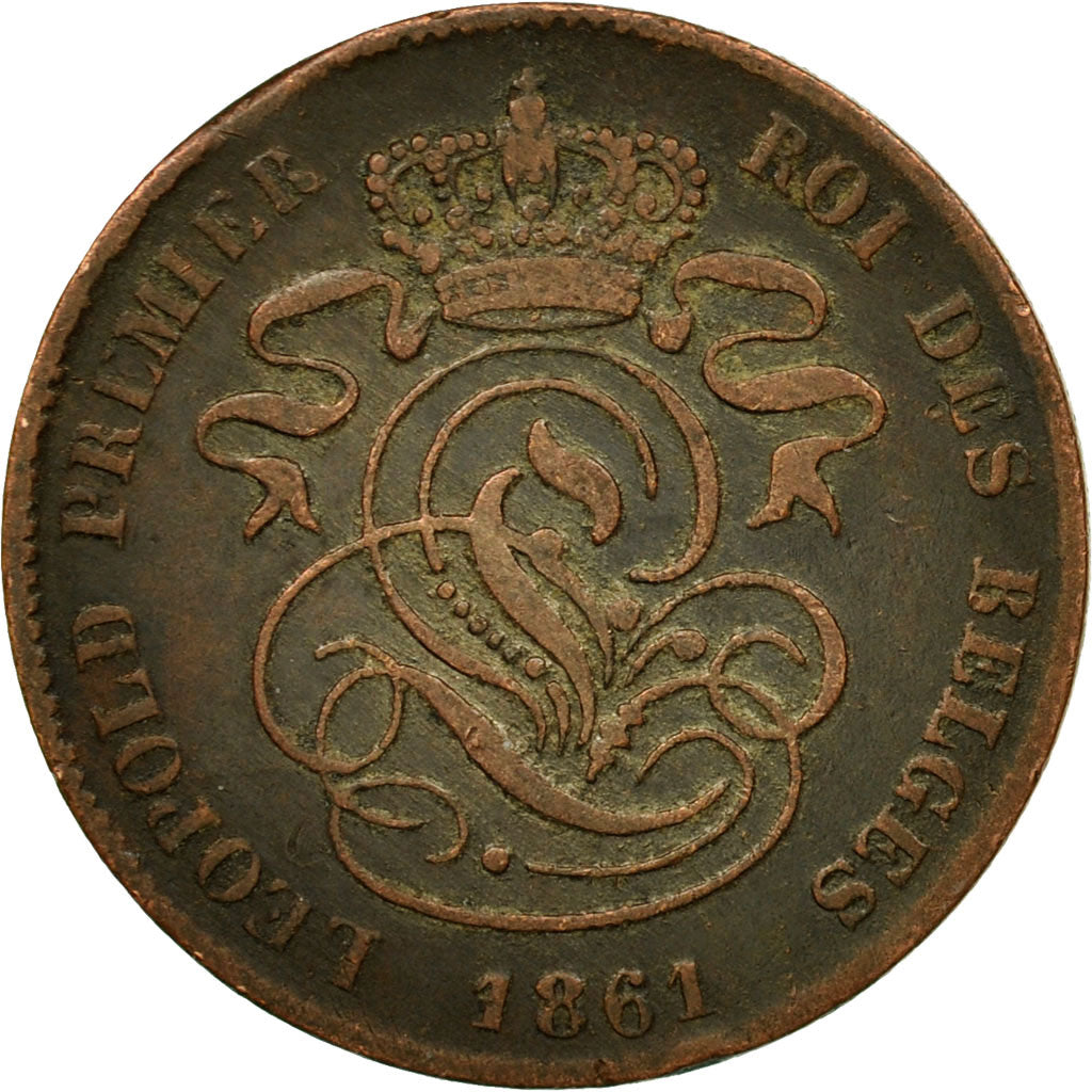 Coin, Belgium, Leopold I, 2 Centimes, 1861, EF(40-45), Copper, KM:4.2