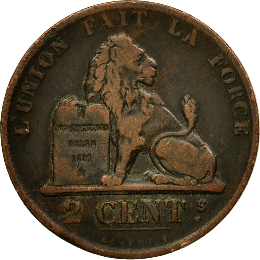 Coin, Belgium, Leopold I, 2 Centimes, 1861, EF(40-45), Copper, KM:4.2