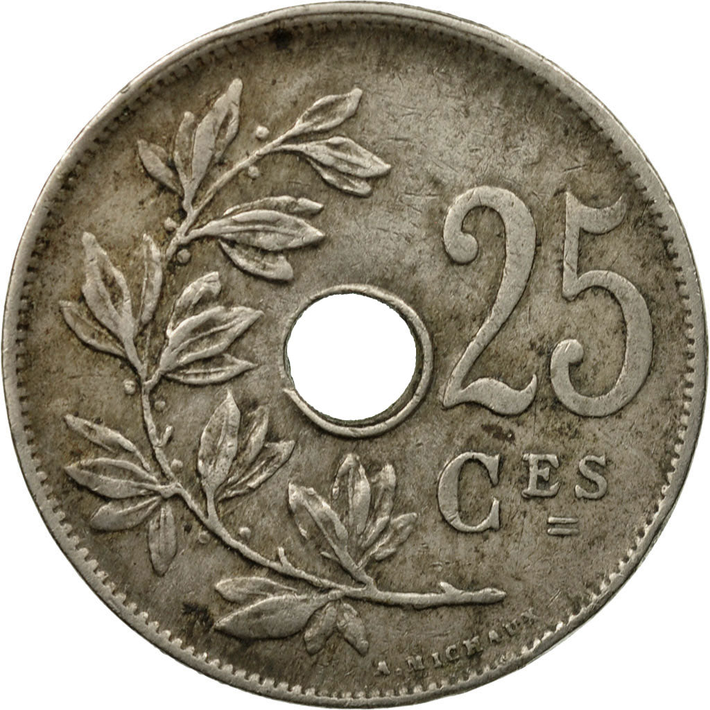 Moneda, Bélgica, 25 Centimes, 1927, BC+, Cobre - níquel, KM:68.1