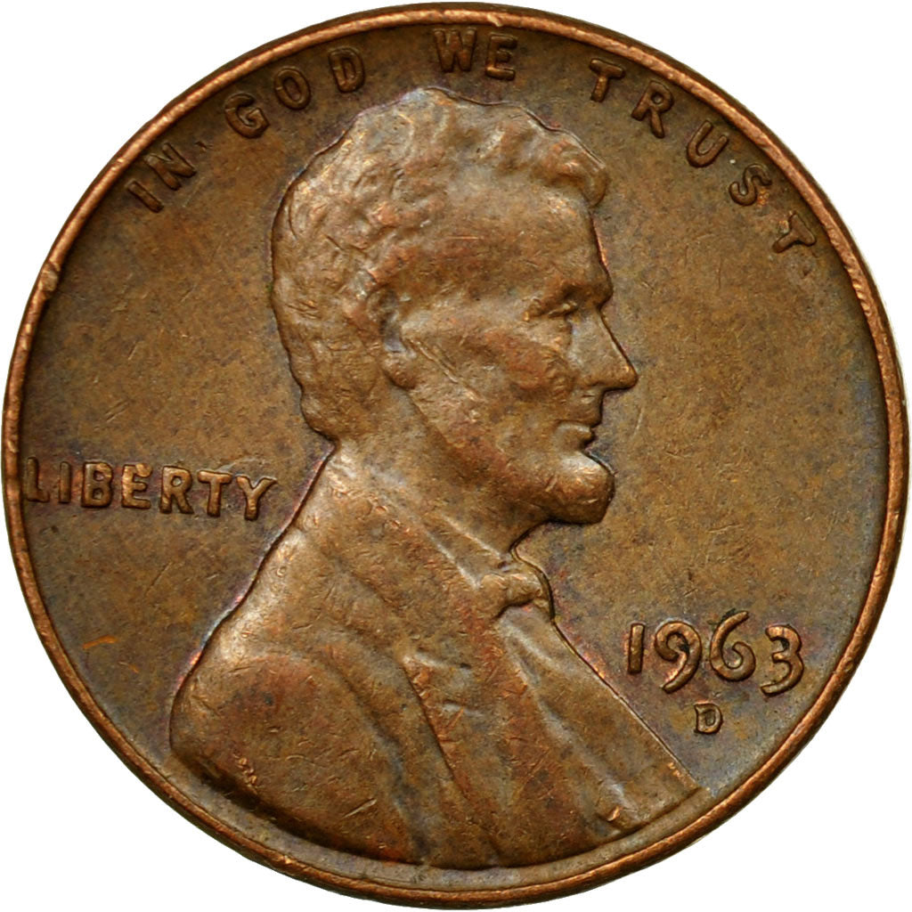 Coin, United States, Lincoln Cent, Cent, 1963, U.S. Mint, Denver, VF(30-35)