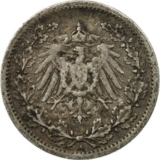 Coin, GERMANY - EMPIRE, 1/2 Mark, 1909, Berlin, EF(40-45), Silver, KM:17