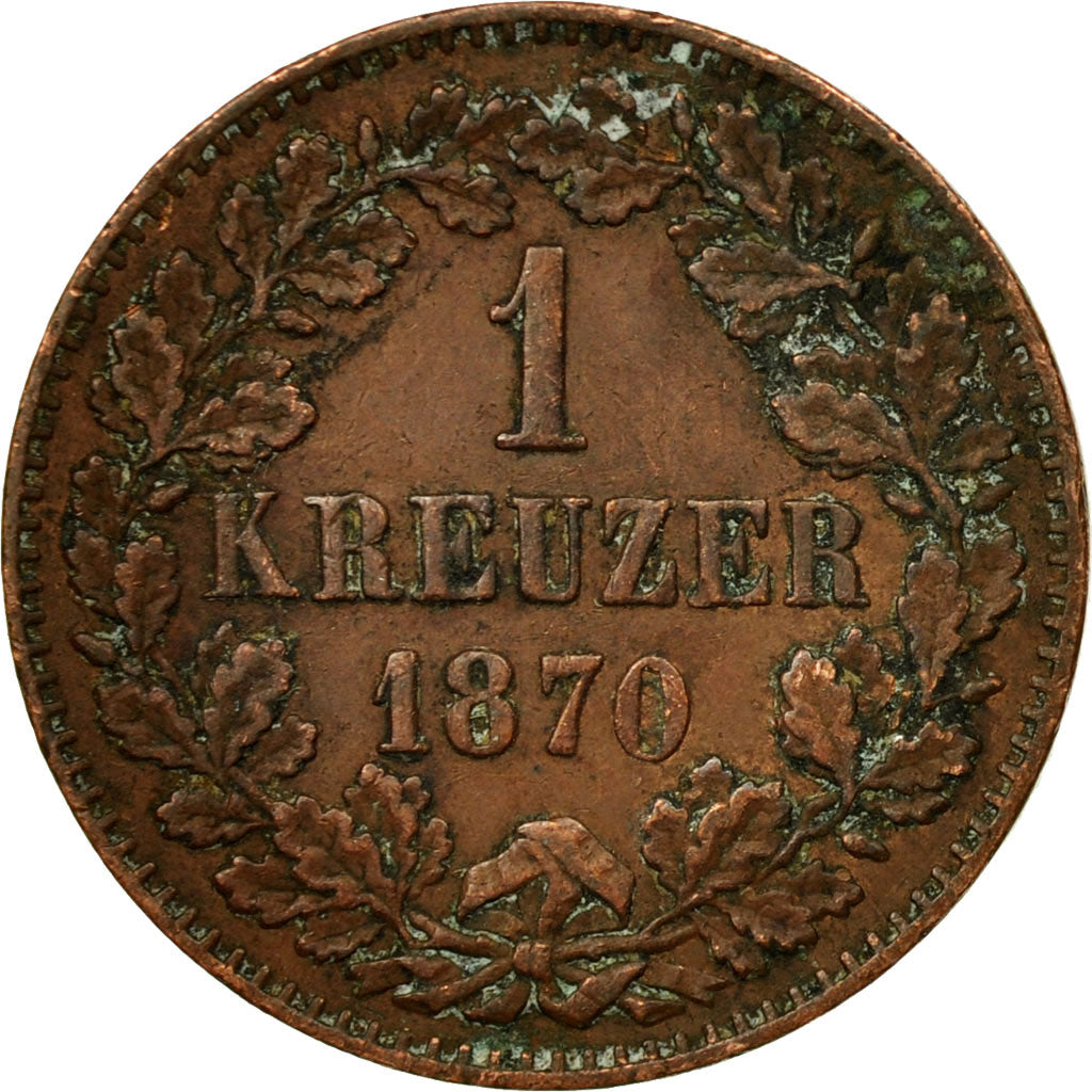 Coin, German States, BADEN, Friedrich I, Kreuzer, 1870, VF(30-35), Copper