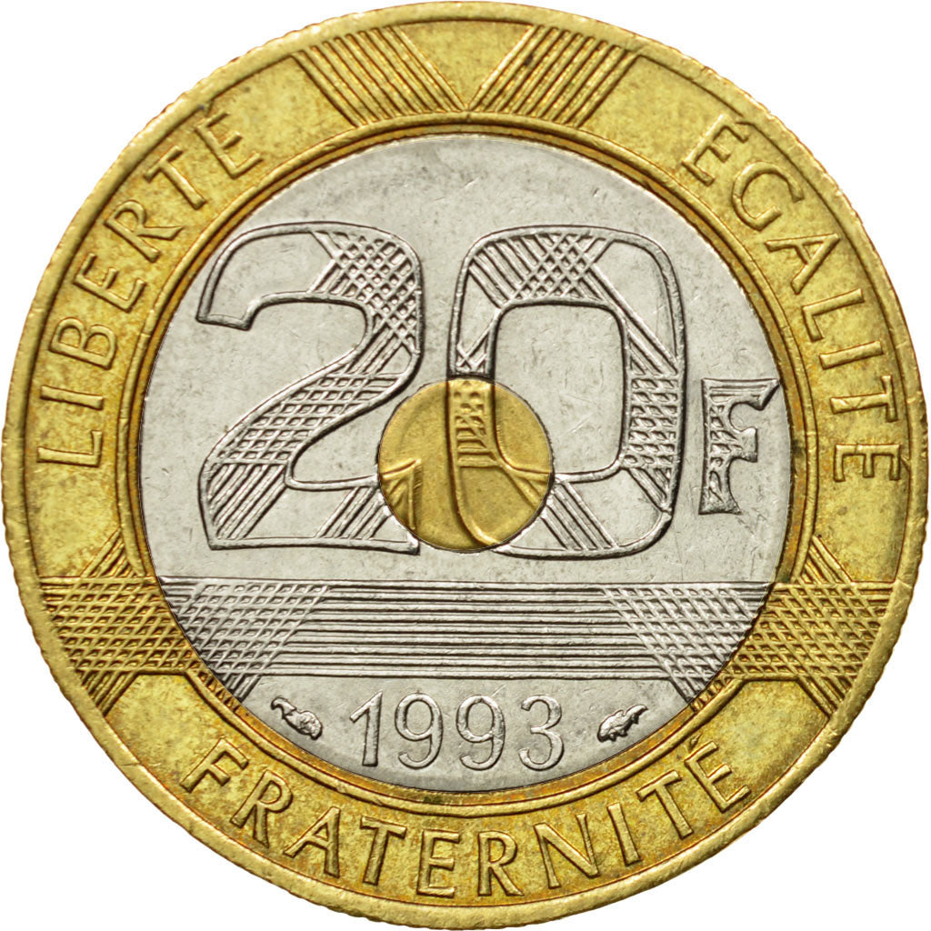 Monnaie, France, Mont Saint Michel, 20 Francs, 1993, Paris, TTB, Tri-Metallic