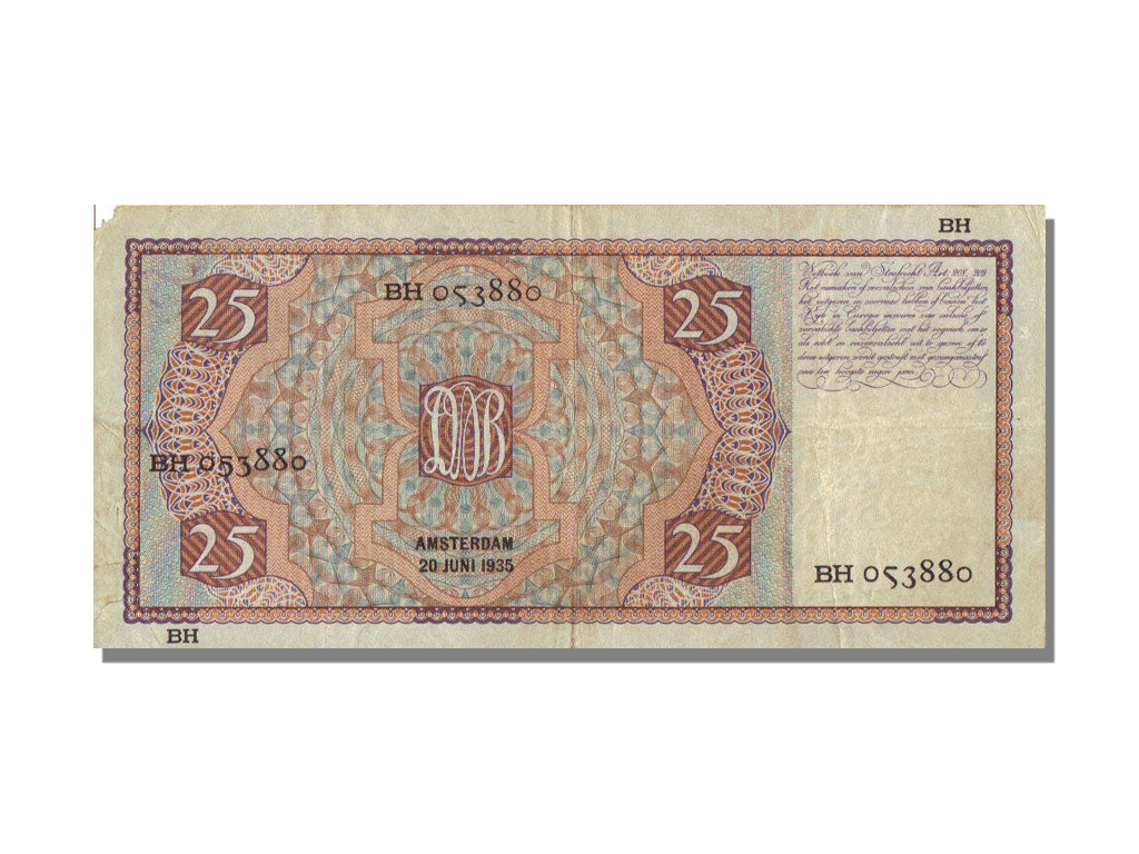 Netherlands, 25 Gulden, 1935, KM #50, 1935-06-20, VF(30-35), BH