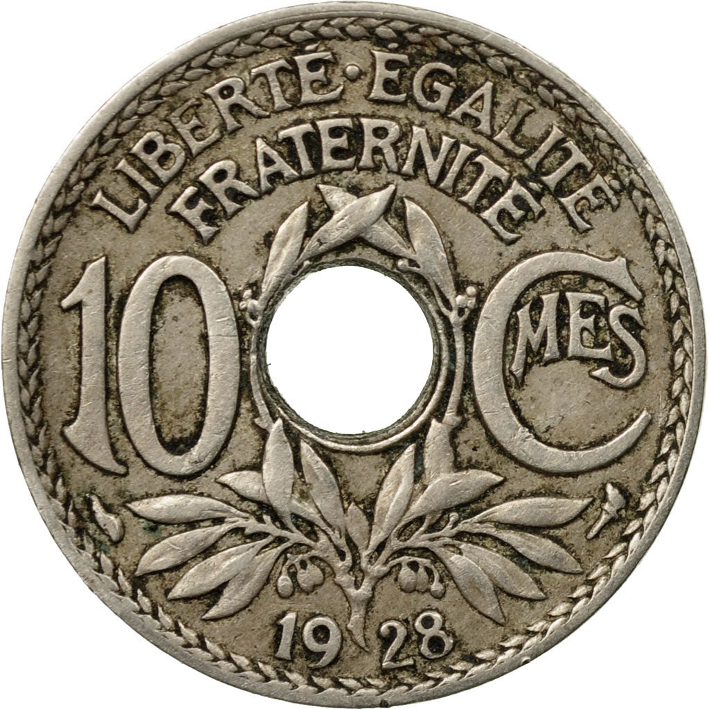 Munten, Frankrijk, Lindauer, 10 Centimes, 1928, Paris, FR, Copper-nickel