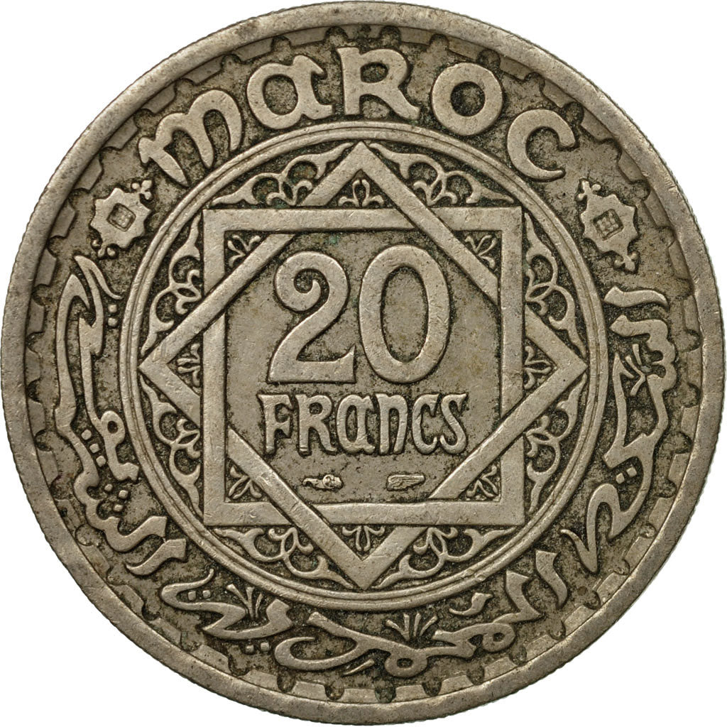 Coin, Morocco, Mohammed V, 20 Francs, 1366, Paris, EF(40-45), Copper-nickel