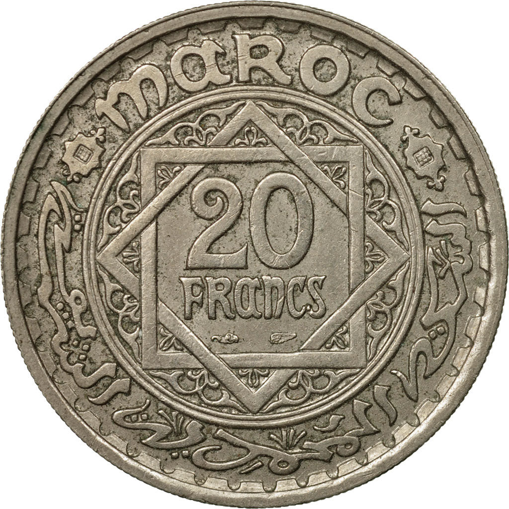 Coin, Morocco, Mohammed V, 20 Francs, 1366, Paris, VF(30-35), Copper-nickel