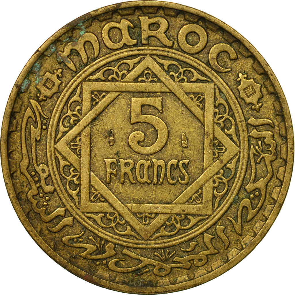 Moneta, Marocco, Mohammed V, 5 Francs, 1365, Paris, MB, Alluminio-bronzo, KM:43