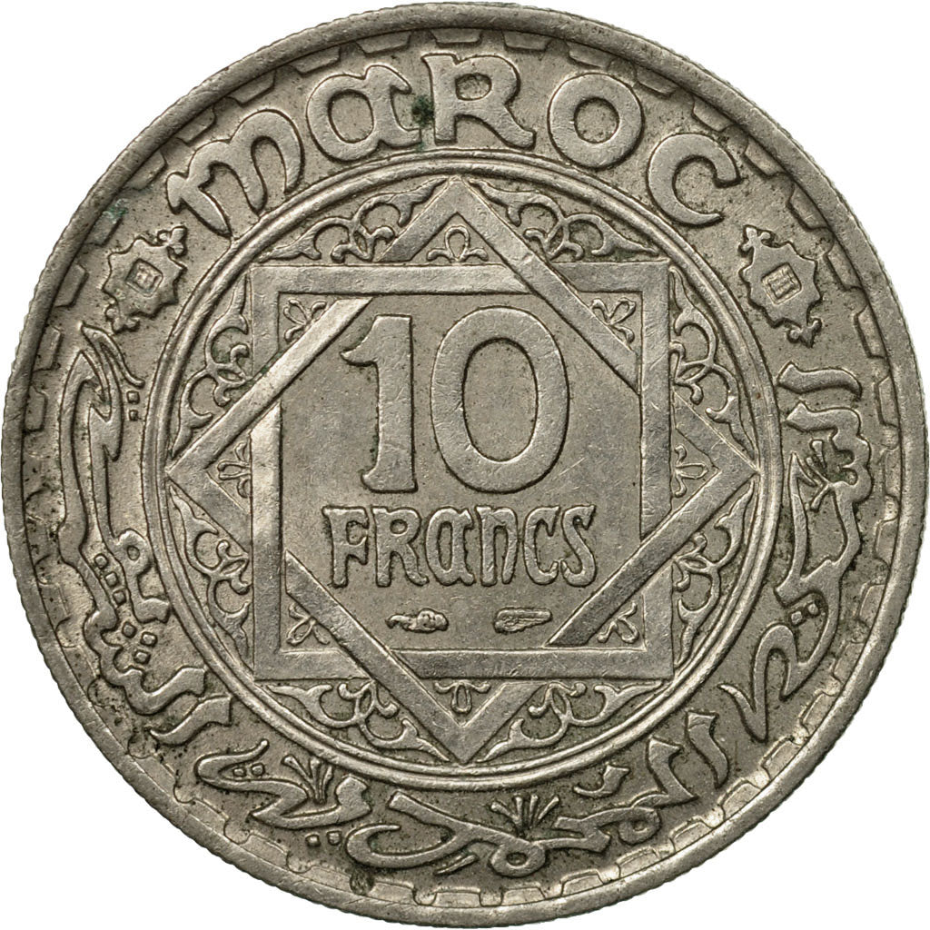 Coin, Morocco, Mohammed V, 10 Francs, 1366, Paris, VF(30-35), Copper-nickel