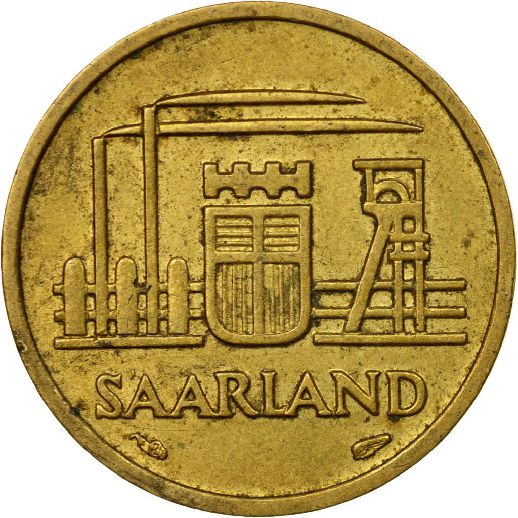 Coin, SAARLAND, 10 Franken, 1954, Paris, VF(30-35), Aluminum-Bronze, KM:1