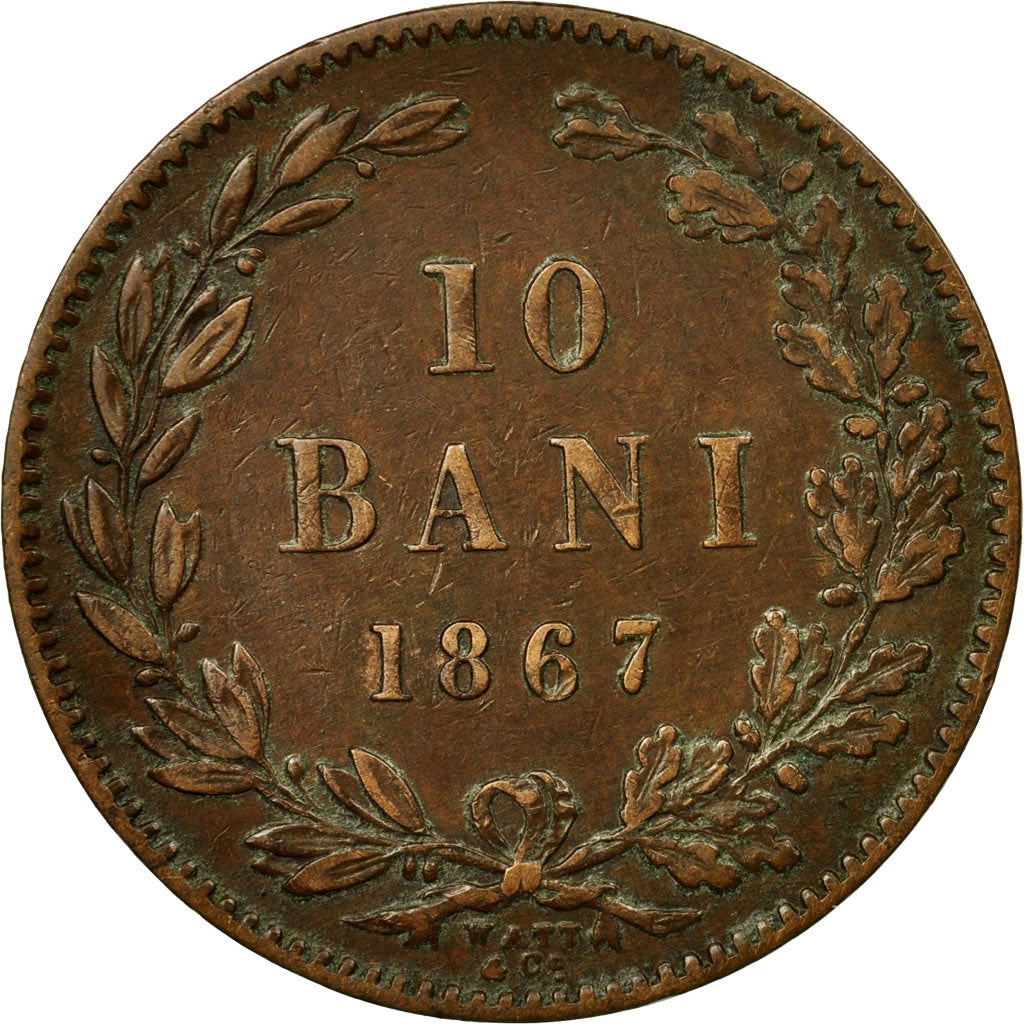 Coin, Romania, Carol I, 10 Bani, 1867, EF(40-45), Copper, KM:4.2